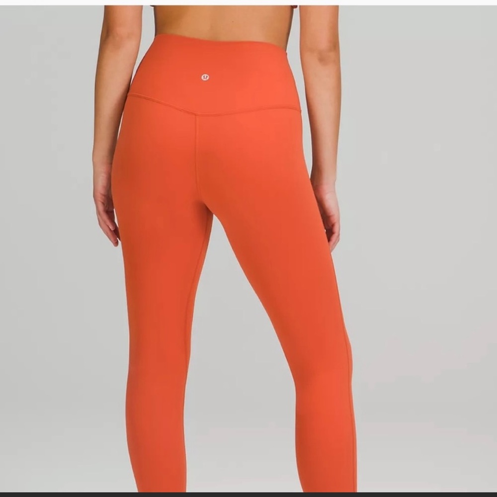 Lululemon high rise 28” align leggings in canyon orange. Size 6.
